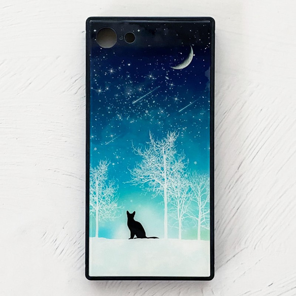 全8款冬季星空iPhone手機殼TPU方形鋼化玻璃/月亮貓iPhone13 第4張的照片