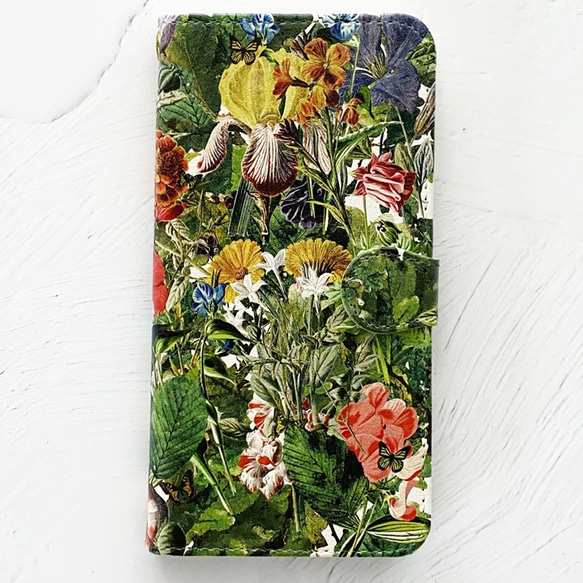 植物圖案筆記本型 iPhone 保護殼 Android 智能手機保護殼 / 花朵 iPhone13 iPhone14 第2張的照片