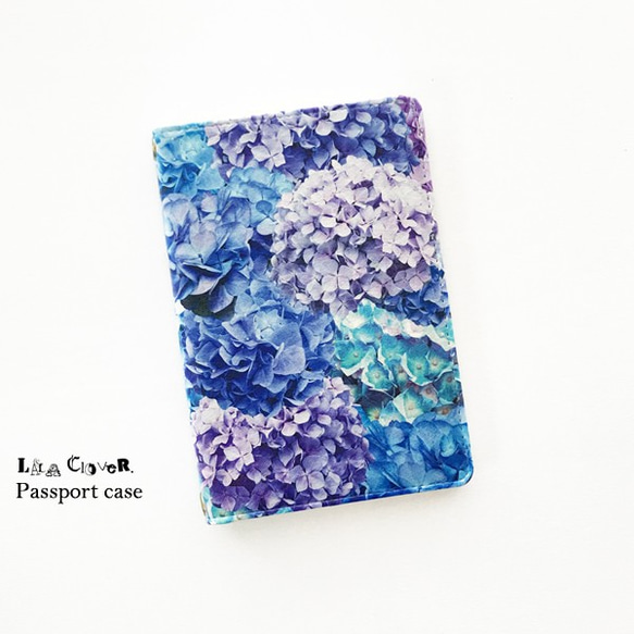 紫陽花 パスポートケース / 旅行 花 花柄 1枚目の画像