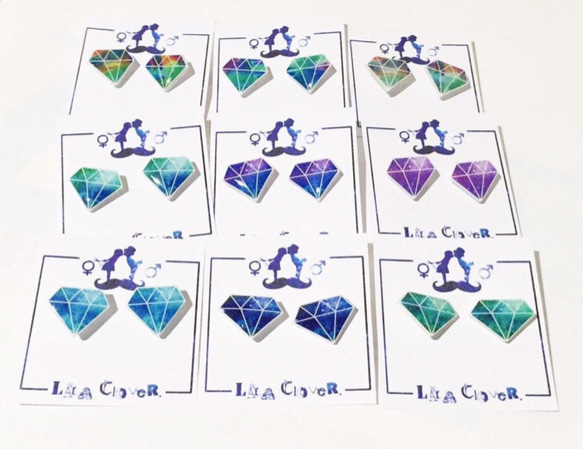GALAXY ダイヤモンド ピアス（ブルー） /ギャラクシー/宇宙 4枚目の画像