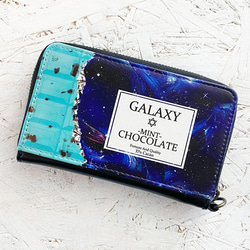 GALAXYチョコミント ミニ財布・コンパクト財布 キーウォレット / ミントチョコ 宇宙 2枚目の画像