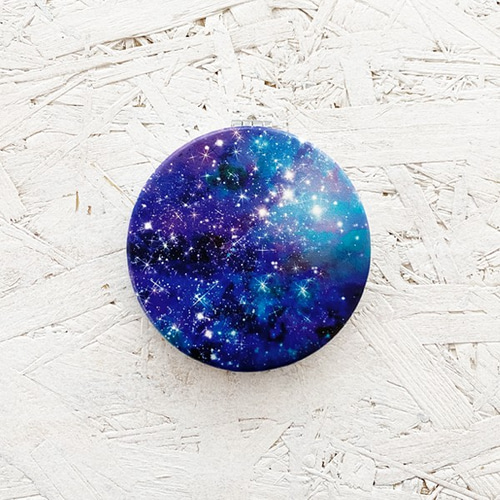 星と銀河の宇宙柄 折りたたみコンパクトミラー 手鏡 GALAXY 手鏡 LALA