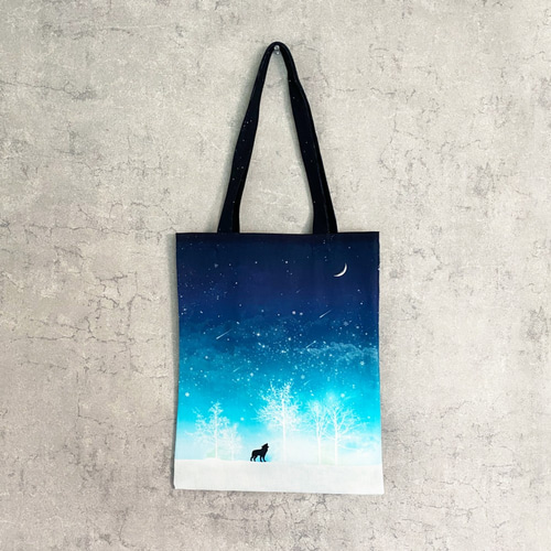 冬の星空・狼 トートバッグ / 星 流星 エコバッグ トートバッグ