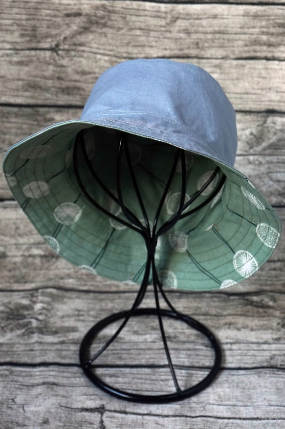 雙面用日式特式球線圖案併灰色漁夫帽 (Reversible Hat) 第6張的照片