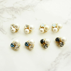【ピアス】cotton pearl bijou earring 　コットンパールとビジュー　k14gf変更可 4枚目の画像