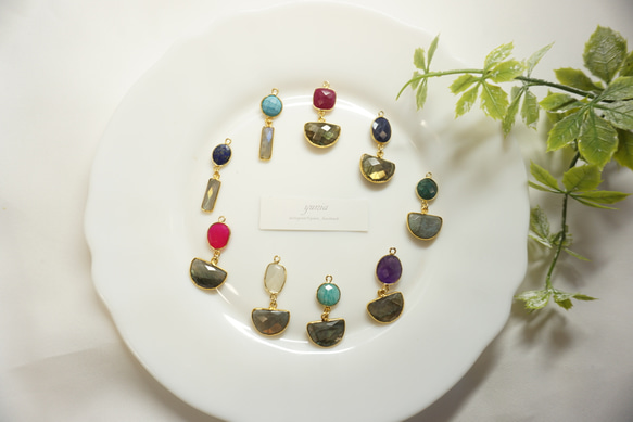 【k14gf】 sapphire × labradroite earrings　成功をもたらすサファイアとラブラドライト 5枚目の画像