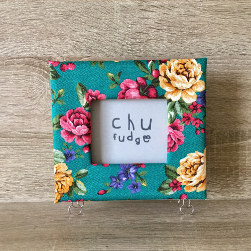 布フォトフレームキットで作りました☆【グリーン／アンティーク花柄  