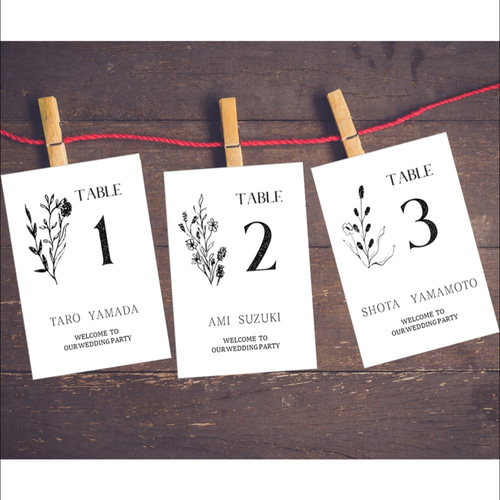 エスコートカード 10枚セット *flower sketches* ウェルカムボード oko