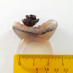 Rock & Rose ~ raw agate ring with ox horn crafted rose 第6張的照片