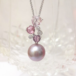 Pink pearl, diamond, multi colour sapphire 18k white gold 第4張的照片