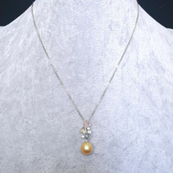 Golden pearl, diamond, multi colour sapphire 18k white gold 第2張的照片