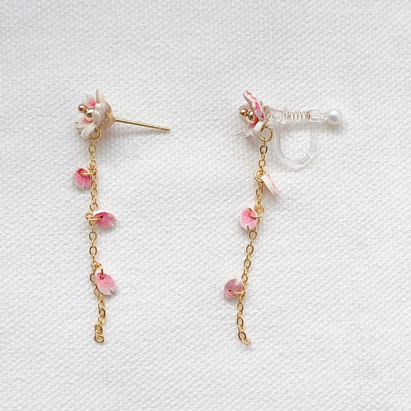 桜-革のイヤリングイヤリング 5枚目の画像