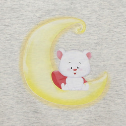 法國著名插畫家系列---可愛兔子月亮晚安圓領T桖--40支精梳棉觸感柔軟細緻--採用無毒環保墨材 第4張的照片