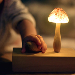 きのこ常夜灯|木製照明インタラクティブ常夜灯 1枚目の画像