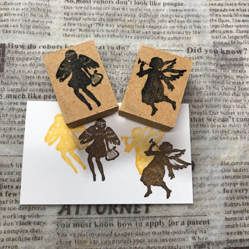 ドイツ製 輸入ラバースタンプ マウント済  『天使/エンジェル 3個セット』 ドイツ製 輸入ラバースタンプ マウント済 『天使/エンジェル 3個セット』