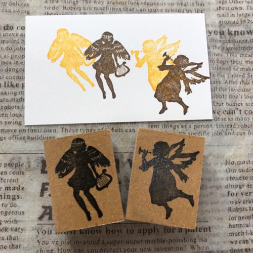 ドイツ製 輸入ラバースタンプ マウント済  『天使/エンジェル 3個セット』 ドイツ製 輸入ラバースタンプ マウント済 『天使/エンジェル 3個セット』