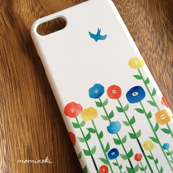 嬉しい報せ★花と鳥、カラフル・水彩な北欧スマホケース　iPhone/Xperia/Galaxy/ARROWS/AQUOS 2枚目の画像