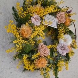 バラとミモザのwreath 3枚目の画像