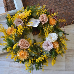 バラとミモザのwreath 6枚目の画像