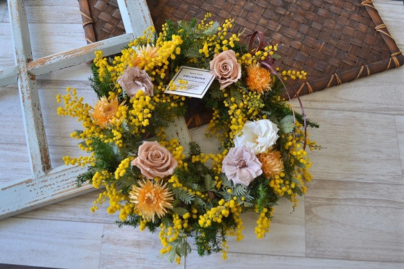 バラとミモザのwreath 6枚目の画像