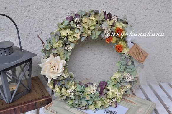 dry紫陽花ドレスwreath 1枚目の画像