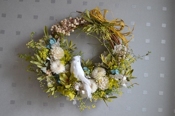 オウムと夏の森wreath 2枚目の画像