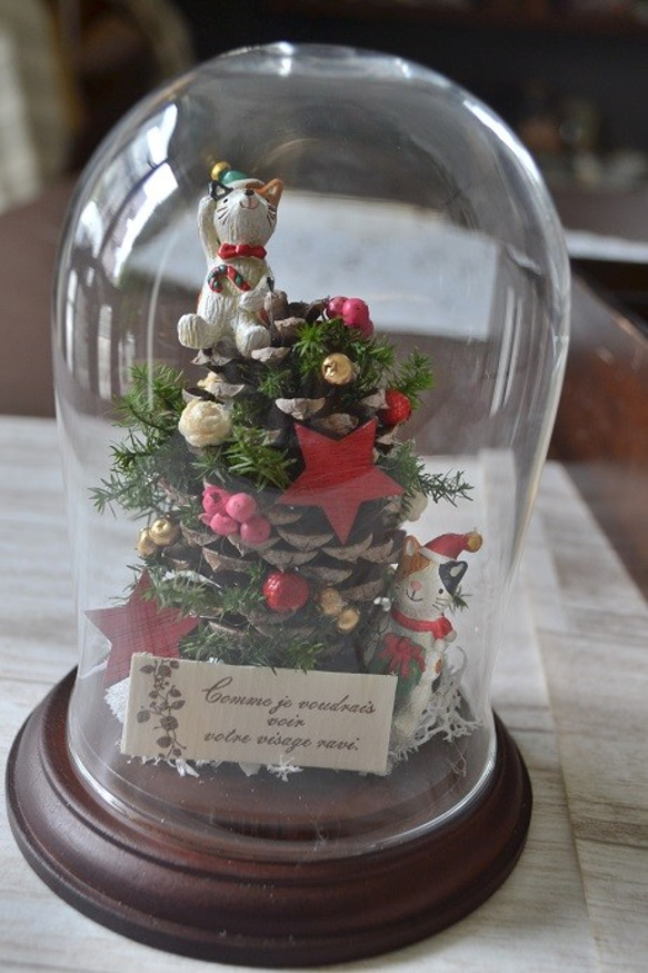 ガラスドーム＊猫とクリスマスツリー 5枚目の画像