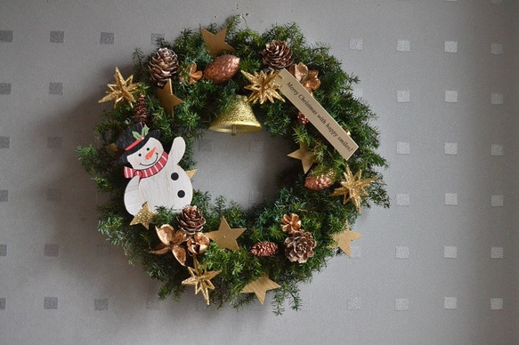 スノーマンと星屑wreath 4枚目の画像