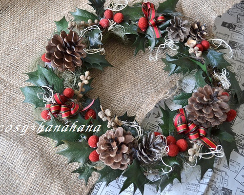 柊のクリスマスリース リース cosy 通販 346301｜Creema(クリーマ