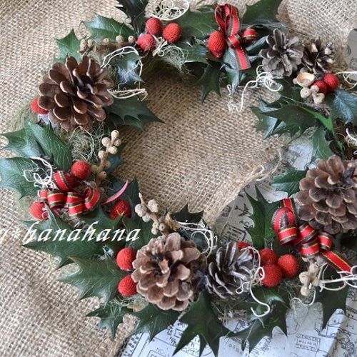 柊のクリスマスリース リース cosy 通販 346301｜Creema(クリーマ