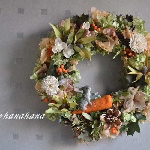 人参畑のうさぎwreath プリザーブドフラワー cosy 通販 5105477