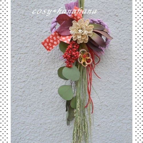 ドライお正月飾り＊すだれ桃 リース cosy 通販 744456｜Creema
