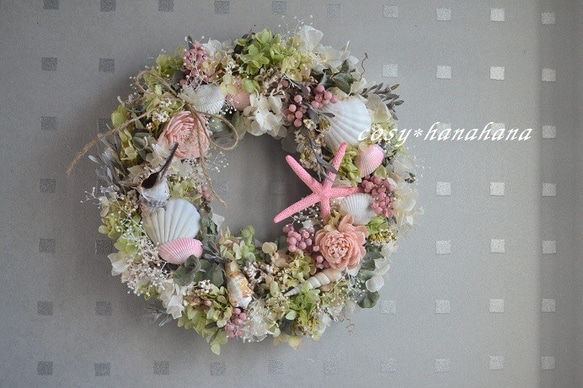 シェルと小花のふんわりwreath 1枚目の画像