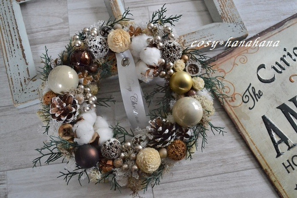 【送料無料】ミラーボールのXmas＊wreath 1枚目の画像