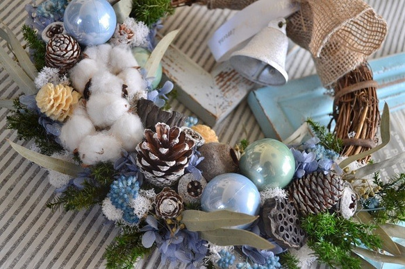 【免費送貨】冰藍色聖誕鈴鐺花環 第4張的照片