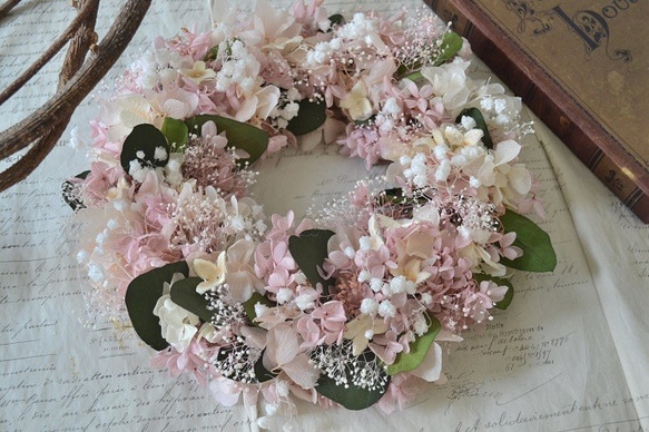 かすみ草の花開きwreath 2枚目の画像