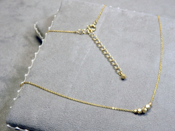 Brass cut beads necklace ＊マット＊ 3枚目の画像