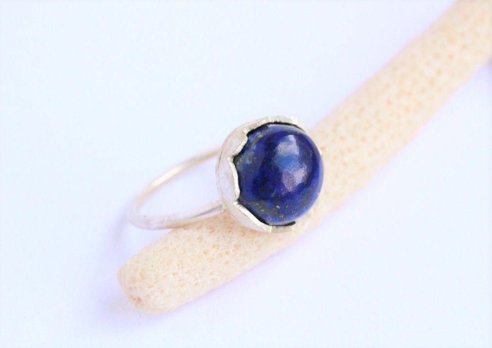 ラピスラズリ　お花　Silver　Ring