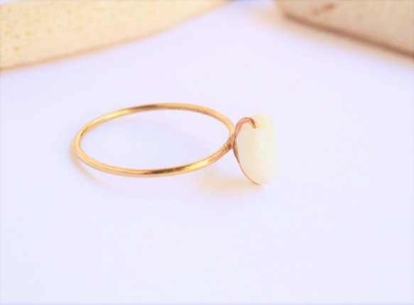 ぷちっと♡シンプル　白蝶貝　Ring　14KGF or Silver　 3枚目の画像