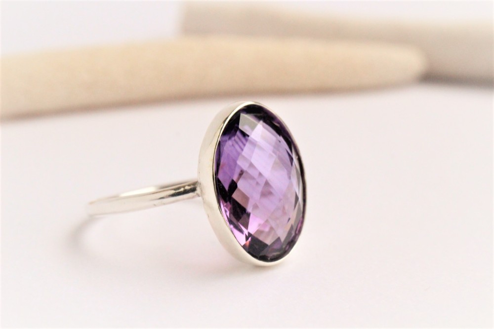 宝石質 アメジスト Silver Ring 2 指輪・リング Rainbow Stone