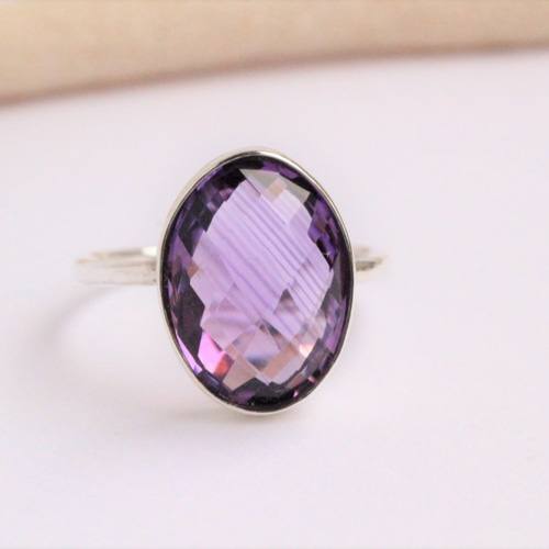 宝石質 アメジスト Silver Ring 2 指輪・リング Rainbow Stone
