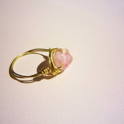 Pinkチェコビーズ　Wire　Ring2 2枚目の画像