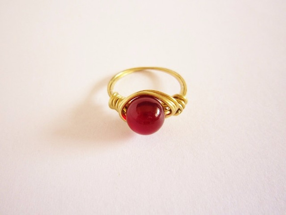 チェリーカルセドニー　Wire　Ring　2 2枚目の画像