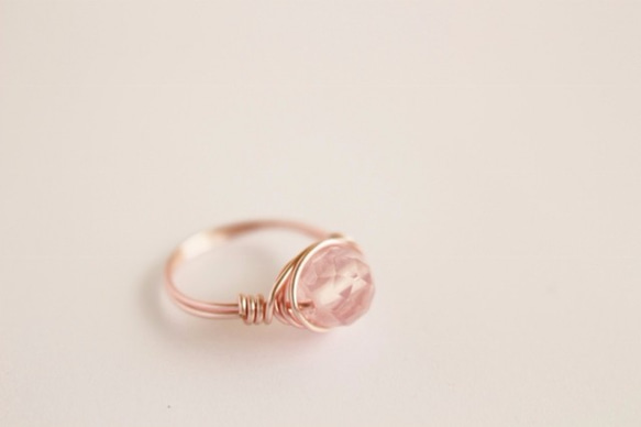 ローズクォーツ Wire Ring 3 指輪・リング Rainbow Stone 通販 4346479