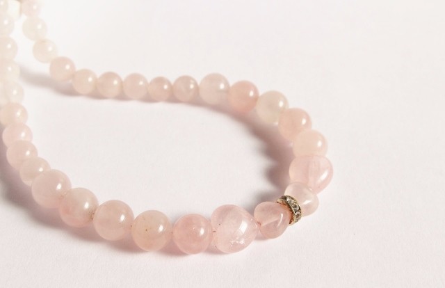 ローズクォーツ　グラデーション+Heart　ネックレス