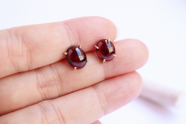 ガーネット　Xピアス　Silver／14KGF／K10／K18