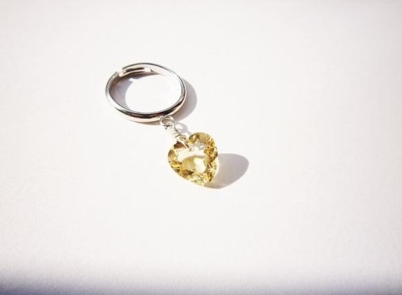 宝石質シトリン　Heart　Ring 1枚目の画像