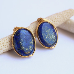 夜空  ラピスラズリ　Wire　ピアス／イヤリング 2枚目の画像