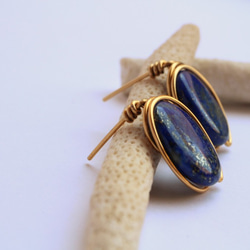 夜空  ラピスラズリ　Wire　ピアス／イヤリング 3枚目の画像