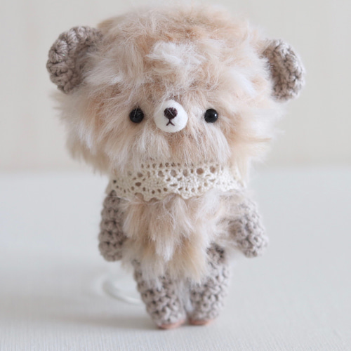 モフモフふわふわなあみぐるみ まだらクマさん 約11cm あみぐるみ くま
